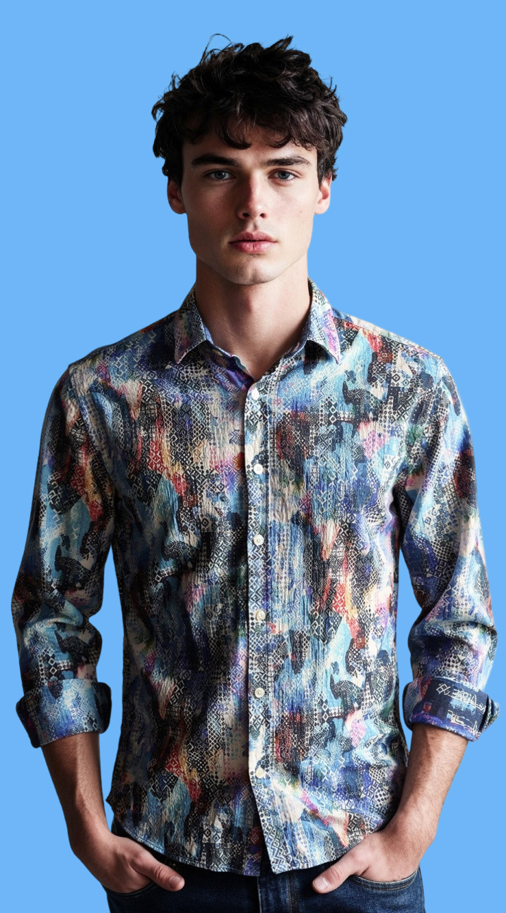 1 Like No other Blue Multi Long Sleeve Casual Shirt – ,